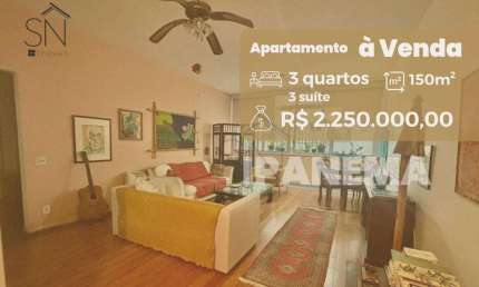 Apartamento com 3 dormitórios à venda, 150 m² por R$ 2.250.000,00 - Ipanema - Rio de Janeiro/RJ