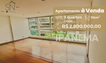 Apartamento com 3 dormitórios à venda, 116 m² por R$ 2.800.000,00 - Ipanema - Rio de Janeiro/RJ