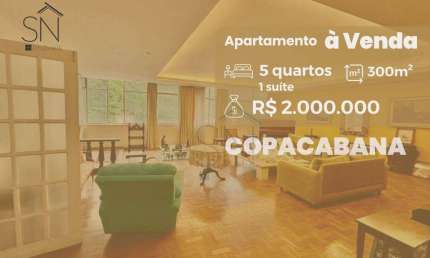 Apartamento com 4 dormitórios à venda, 300 m² por R$ 2.000.000 - Copacabana - Rio de Janeiro/RJ