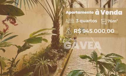Apartamento com 3 dormitórios à venda, 76 m² por R$ 945.000,00 - Gávea - Rio de Janeiro/RJ