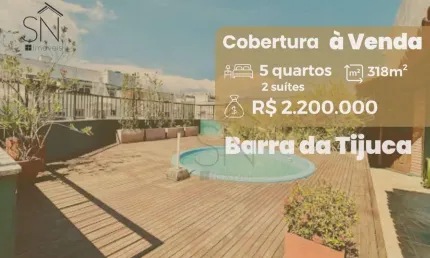 Cobertura com 5 dormitórios à venda, 318 m² por r$ 2.200.000,00 - barra da tijuca - rio de janeiro/rj