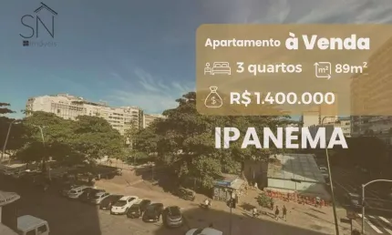 Apartamento com 3 dormitórios à venda, 89 m² por R$ 1.400.000 - Ipanema - Rio de Janeiro/RJ