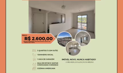 Apartamento para locação,  3 dorms, 1 suíte, sacada, 56m², 1 vaga, andar alto, Portais, Cajamar/SP