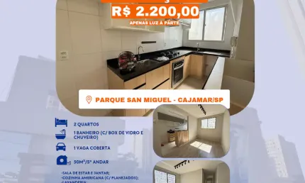 Apto para alugar, 5° andar, 1 vaga coberta, 2 dorms, 50m², san denis,  cajamar/sp