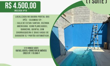 Casa térrea para alugar, individual, 3 dorms, 1 suíte,  quintal, piscina, 2 vagas, portal dos ipês, cajamar/sp.
