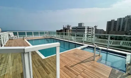 Apartamento 02 quartos com planejado na aviação com vista mar, 100m da praia!