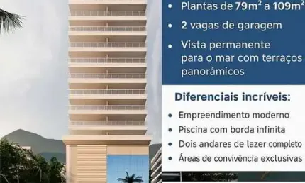 LEIA! Apartamento 2 quartos, frente mar com entrada R$ 156 mil