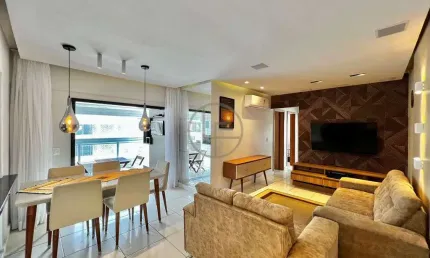 Apartamento mobiliado com sacada gourmet vista mar e lazer completo