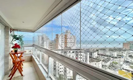 Apartamento Mobiliado com Sacada Gourmet Vista Mar e Lazer Completo