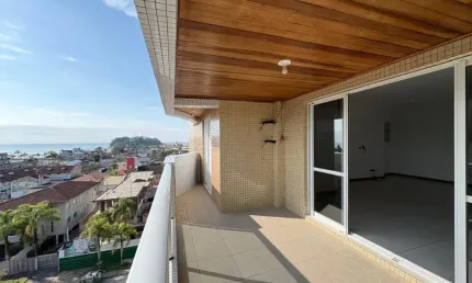 Amplo apartamento no sexto andar, com linda vista da praia de Guaratuba