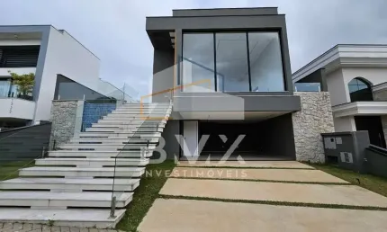 Casa de luxo em condomínio no Alphaville Nova Esplanada em Votorantim-SP: 3 quartos, 3 suítes, 4 banheiros, 4 vagas, 237,76m².