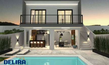 Casa apta a financiamento bancário com 3 dormitórios e piscina.