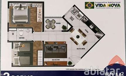 Cota de Apartamento de 50m2 com 2 Dormitórios - Grupo 19 - Cooperativa Vida Nova