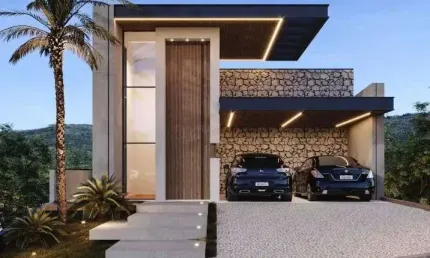 Casa Moderna em fase de acabamento no Condomínio Aruã Brisas - Porteira Fechada