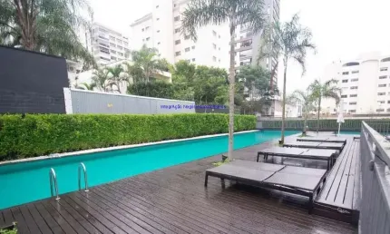 Apartamento mobiliado 70m², 01 dormitório (sendo suíte), 02 banheiros e 01 vaga na garagem.  Condomínio com segurança 24hrs, academia,  piscina, sauna