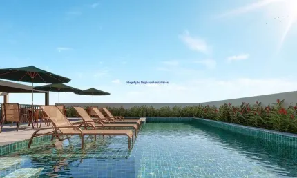 Apartamento Studio 28m², 01 dormitório e 01 banheiro.  Condomínio com segurança e portaria, piscina, academia, salão de festas, salão de jogos
