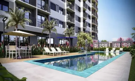 Apartamento Studio MOBILIADO 27m², 01 dormitório e 01 banheiro.  Condomínio com Segurança, Portaria, Churrasqueira, Coworking, Salão de festas