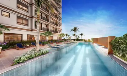 Apartamento 96m², 02 dormitórios (sendo suítes), 03 banheiros e 01 vaga na garagem; (fotos ilustrativas, entrega prevista para outubro/2027).