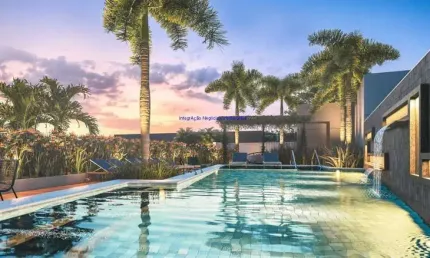 Capartamento studio 25m², 01 dormitório e 01 banheiro; (fotos ilustrativas).  condomínio com portaria, segurança, piscina, academia e salão de festa.