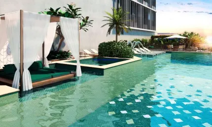 Apartamento Studio 23m² e 01 banheiro.  Condomínio com portaria, segurança piscina e academia.  Excelente localização
