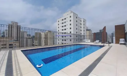 Apartamento 41m², 01 dormitório e 01 banheiro.  Condomínio com segurança, piscina, academia, salão de festa e churrasqueira.