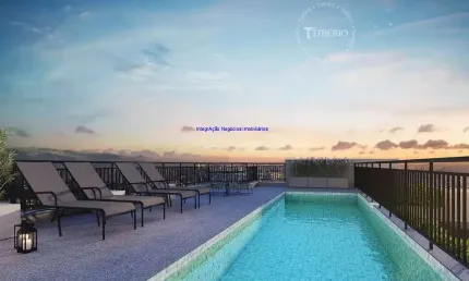 Apartamento Studio 25,96m², 01 dormitório e 01 banheiro; (Fotos ilustrativas).  Condomínio com portaria, segurança, piscina, academia, playground