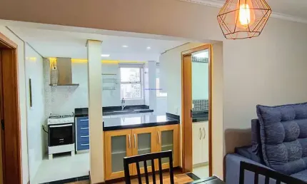 Apartamento 75m², 02 dormitórios, 02 banheiros e 01 vaga de garagem.  condomínio com portaria, segurança, piscina, salão de festa  e academia.