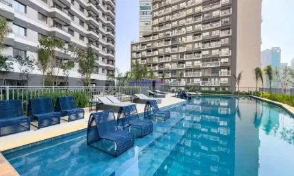 Apartamento 38m², 02 dormitórios e 01 banheiro.  condomínio com portaria, academia, salão de festa e piscina.  excelente localização entre as ruas