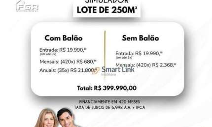 Terreno à venda, 250 m² por R$ 400.000,00 - Vila Galvão - Senador Canedo/GO