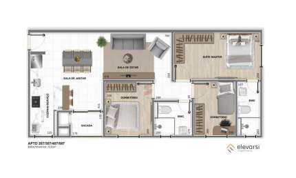 Apartamento com 2 quartos à venda na Rua Bom Jesus, 150, Weissópolis, Pinhais, 84 m2 por R$ 382.000