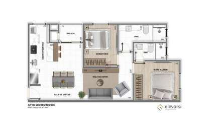 Apartamento com 1 quarto à venda na Rua Bom Jesus, 150, Weissópolis, Pinhais, 71 m2 por R$ 328.000