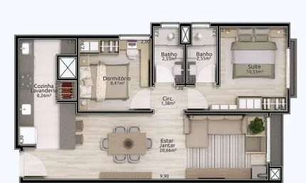 Apartamento 2 quartos sendo 2 suítes para venda no bairro Planalto em Gramado