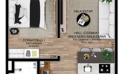 Apartamento 1 quarto para venda no bairro orico em gravataí