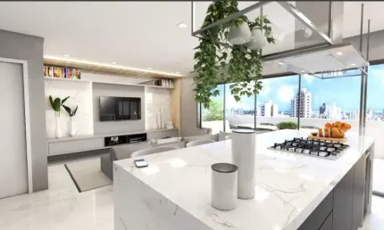 Apartamento no Rebouças PR -  01 dormitório, 1 vaga e sacada com churrasqueira