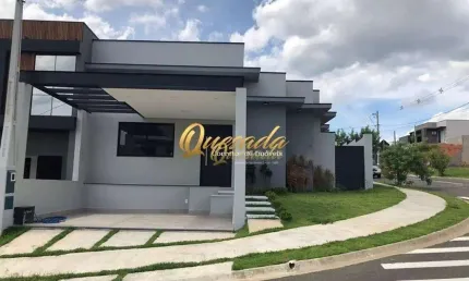 Casa térrea nova de esquina, à venda, 3 suítes, Condomínio Vila Rica, Indaiatuba.