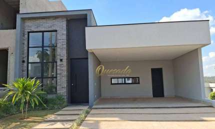Casa térrea nova, à venda, 3 suítes, escritório, planejados, piscina, Condomínio Piemonte, Indaiatuba.