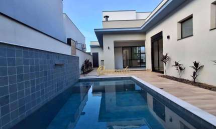 Casa térrea nova, à venda, 3 suítes, planejados, piscina, Condomínio Piemonte, Indaiatuba.