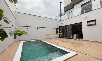 Sobrado novo à venda, 3 quartos, 1 suíte, piscina, Condomínio Gran Reserve, Indaiatuba.