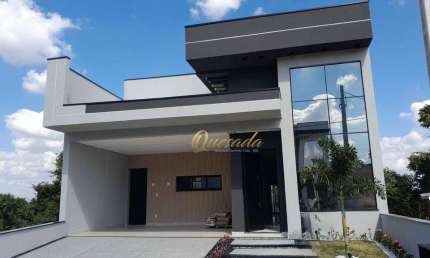 Casa assobradada nova à venda, 4 suítes, piscina, planejados, Condomínio Gran Reserve, Indaiatuba.