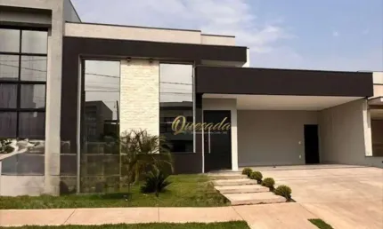 Casa térrea nova, à venda, 3 suítes, escritório, planejados, piscina, Residencial Milano, Indaiatuba.