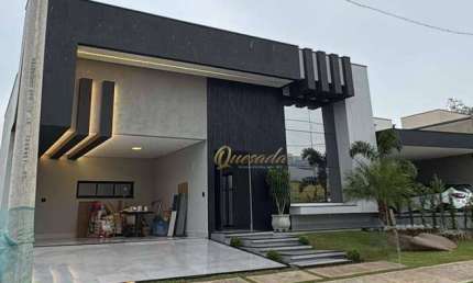 Casa assobradada nova, à venda, 3 suítes, planejados, piscina, Condomínio Gran Reserve, Indaiatuba.
