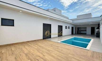 Casa térrea nova, à venda, 3 suítes, planejados, piscina, Condomínio Piemonte, Indaiatuba.
