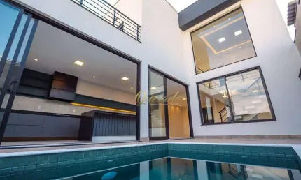 Sobrado novo, à venda, 3 quartos, 1 suíte, piscina, escritório, Condomínio Gran Reserve, Indaiatuba.