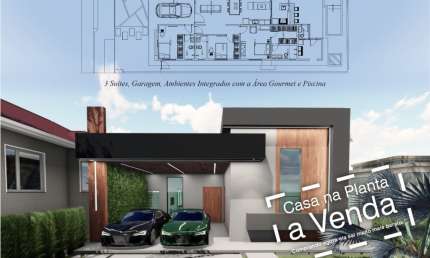 MARAVILHOSA CASA TÉRREA - CONDOMINIO VERANA. OBRA EM CONSTRUÇÃO- CONTEM: SALA AMPLA P/ESTAR E VISITA - COZINHA INTEGRADA - ESPAÇO GOURMET - 3 SUITES - CLOSET - LAVABO - BANHEIRO SOCIAL E BANHEIRO NA P