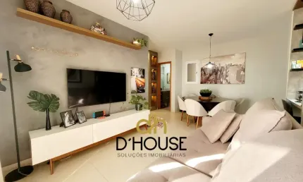 APARTAMENTO COM 90M² DE MUITO CONFORTO E BOM GOSTO. 3 DORMITÓRIOS, SENDO 1 SUITE RICA EM ARMÁRIOS -SALA AMPLA EM DOIS AMBIENTES COM REBAIXO EM GESSO, NO CORREDOR UM LINDO BAR E NICHOS PLANEJADOS-COZIN