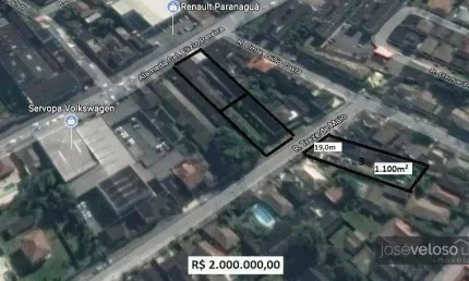 1 lote com 1.100m² Totais com excelente potencial construtivo atrás da Servopa Volkswagen Paranaguá, á venda – José Veloso Imóve