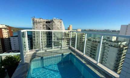 Cobertura com 5 quartos, piscina e 4 vagas a venda na Praia do Morro, Guarapari/ES.
