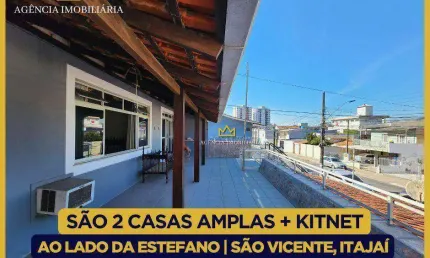 2 CASAS AMPLAS + SALA COMERCIAL AO LADO DA ESTEFNAO JOSÉ VANOLLI, SÃO VICENTE ITAJAÍ/SC