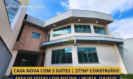 CASA NOVA  3 SUÍTES COM PISCINA  BAIRRO MURTA ITAJAÍ/SC