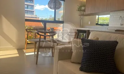 Apartamento mobiliado com 1 quarto 2 garagens para locação nova campinas - façanha imóveis